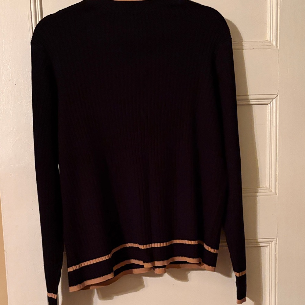 LOFT Black Cardigan with Tan Trim - Picture 8 of 8